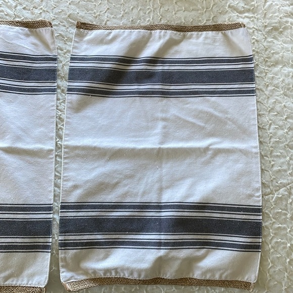 Hearth and home placemats. Blue & white striped. Braided twine detail. Lot of 2. - Picture 1 of 5